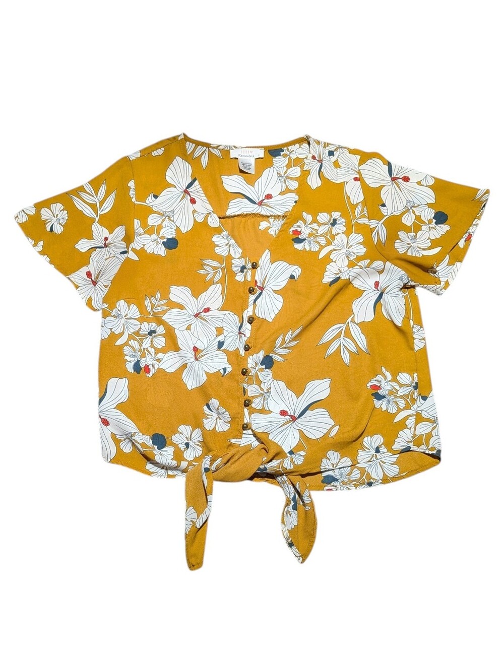 Urban Romantics Floral Tie Front Top Small